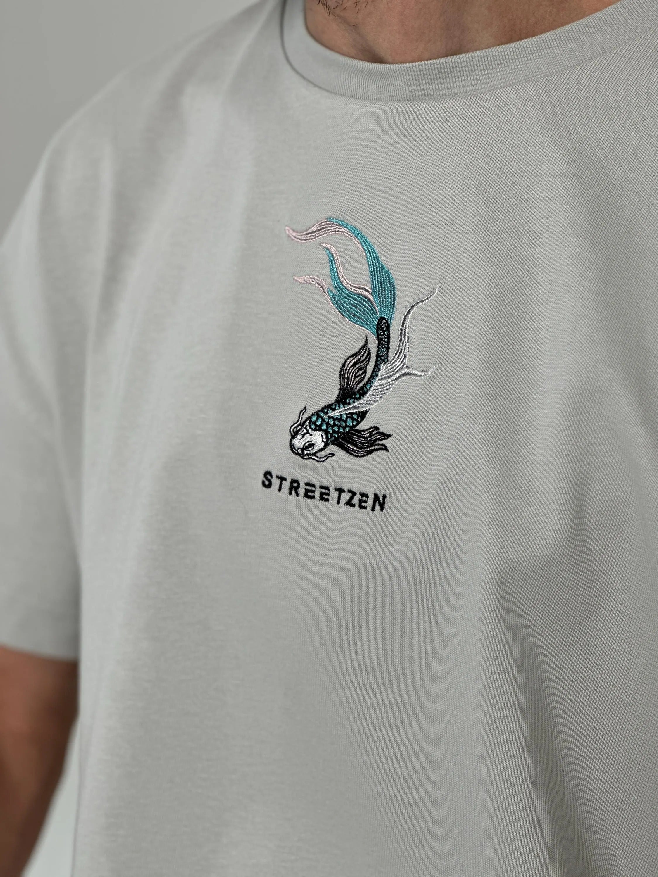 Embroidered T-Shirt Soragoi Koi Fish - 280GSM Heavy Cotton - Unisex