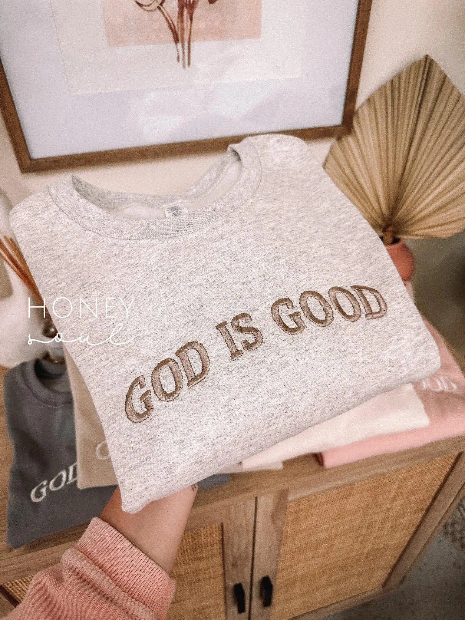 Embroidered G0D IS GOOD Sweatshirt | Christian Crewneck | Christian Sweatshirt | Faith Sweatshirt | Embroidered Crewneck