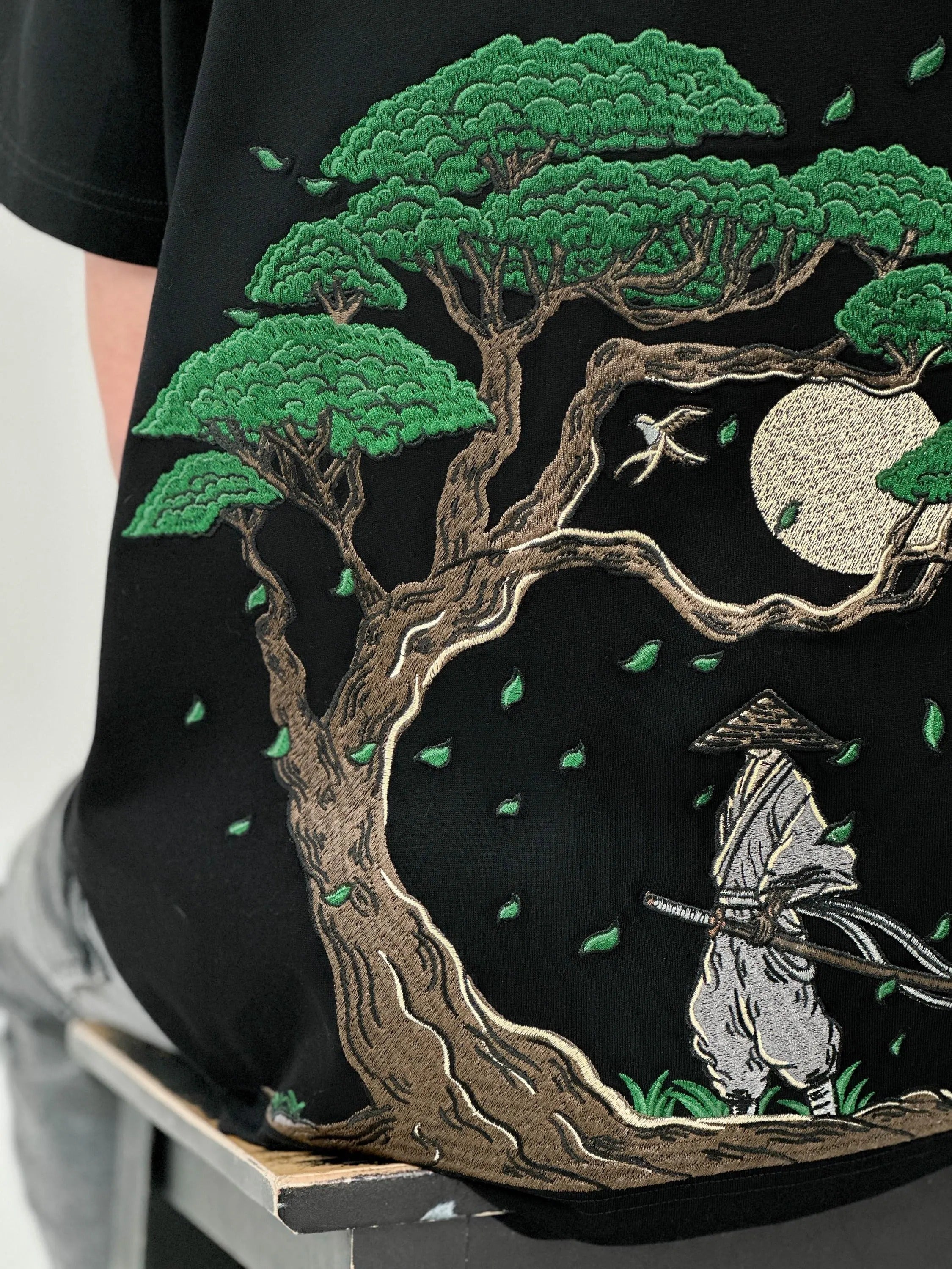 Embroidered T-Shirt Blades & Blossoms - 280GSM Heavy Cotton - Unisex
