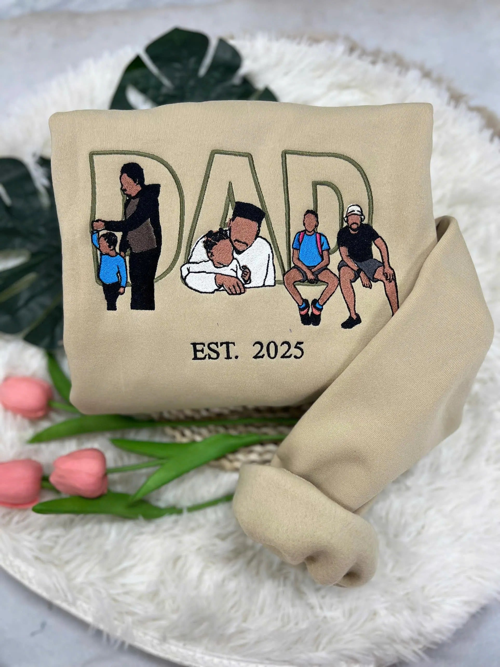 Embroidered dad shirt, Custom embroidered father tshirt, custom father embroidered tshirt, Custom embroidered photo, Sweatshirt-Hoodie shirt