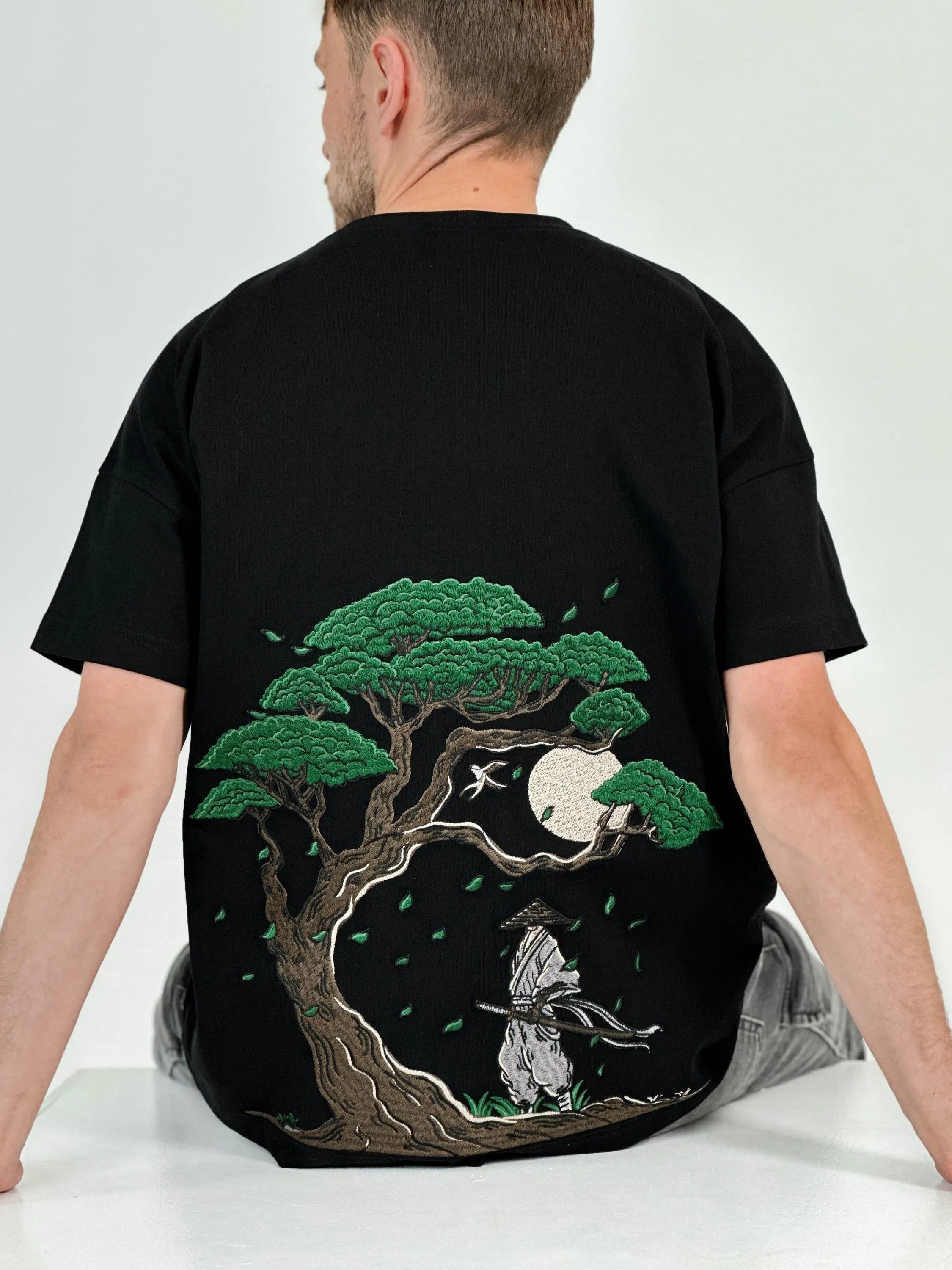 Embroidered T-Shirt Blades & Blossoms - 280GSM Heavy Cotton - Unisex