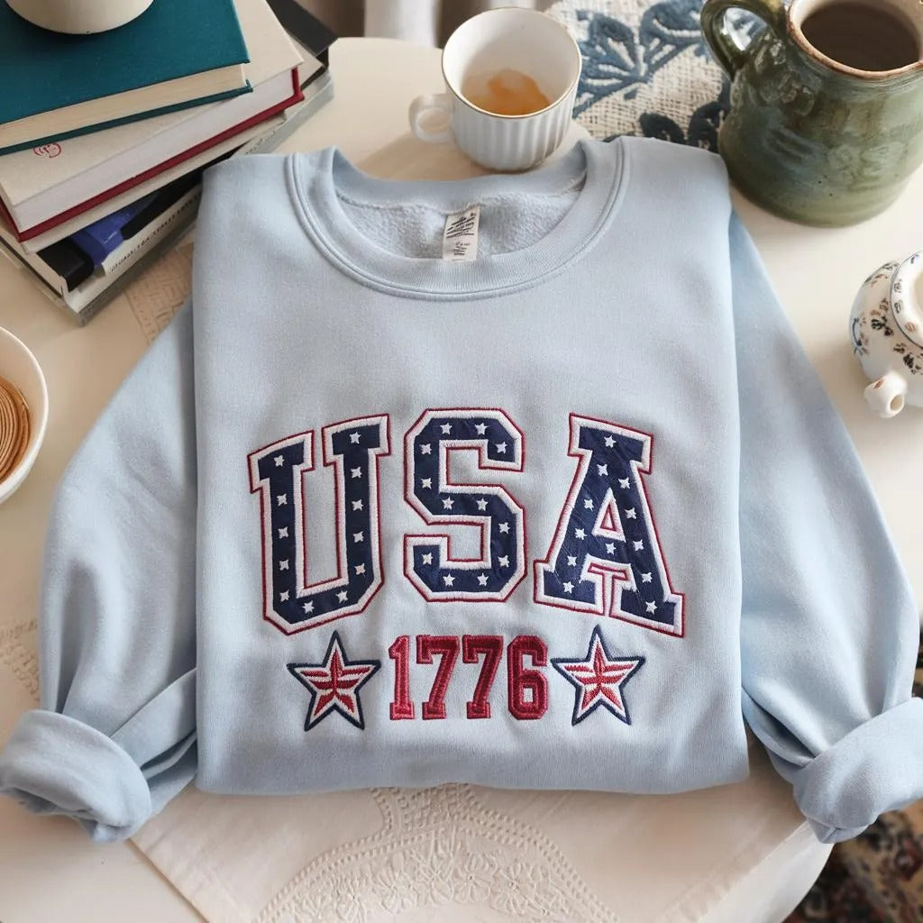 Floral USA Sweatshirt, Patriotic Women Sweatshirt, USA Est 1776 Sweatshirt, 4th Of July Sweatshirt, America Sweatshirt, Flower USA Sweater (Copy) (Copy)