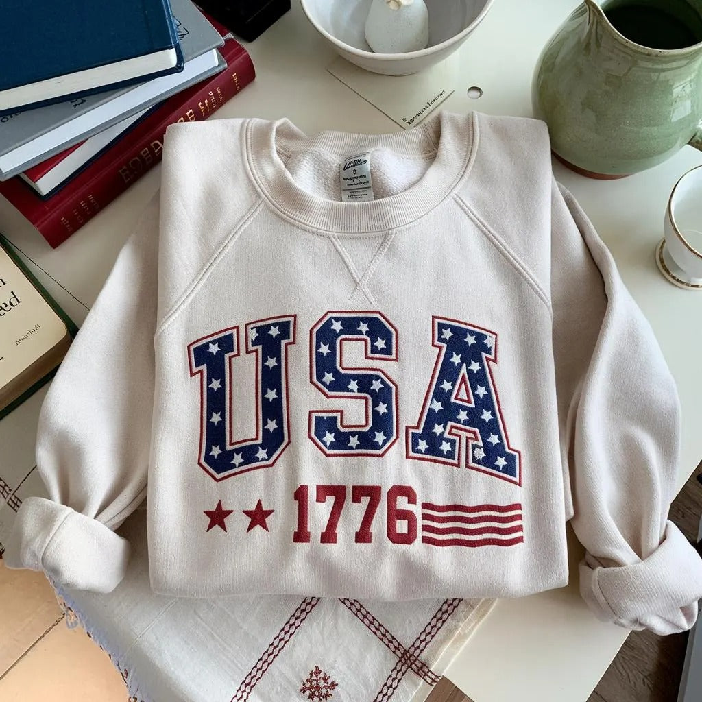 Floral USA Sweatshirt, Patriotic Women Sweatshirt, USA Est 1776 Sweatshirt, 4th Of July Sweatshirt, America Sweatshirt, Flower USA Sweater (Copy) (Copy)
