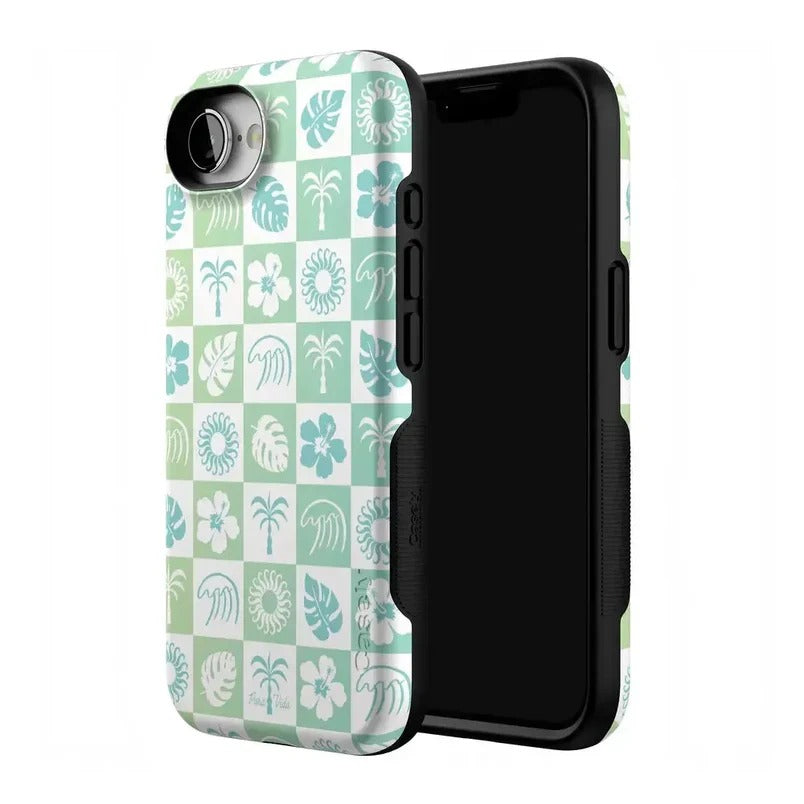 Casely iPhone Case | Coastal Checkers | Pura Vida Floral | Compatible with MagSafe | Bold Protective Design