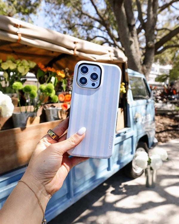 Casely iPhone Case | Blue Stripes | Sunday Best Case | Soft & Sweet Sunday Best Case Compatible with MagSafe