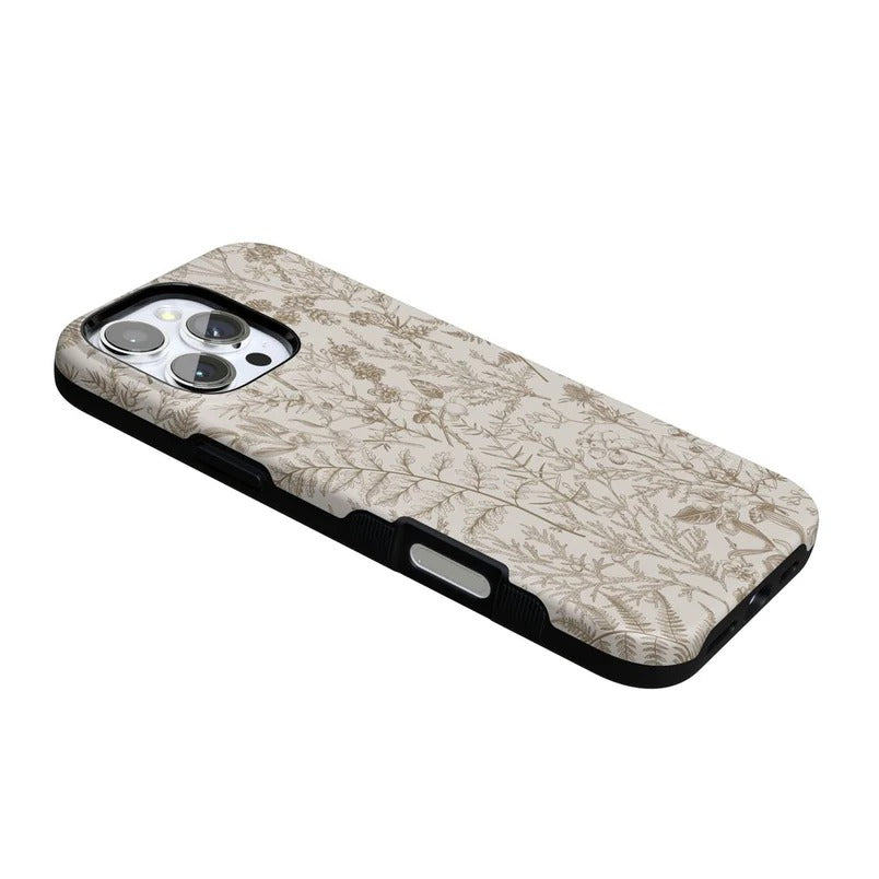 Casely iPhone Case | Beige Garden | Neutral Floral Case | Elegant Beige Cover Compatible with MagSafe