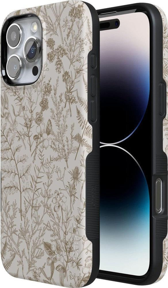 Casely iPhone Case | Beige Garden | Neutral Floral Case | Elegant Beige Cover Compatible with MagSafe