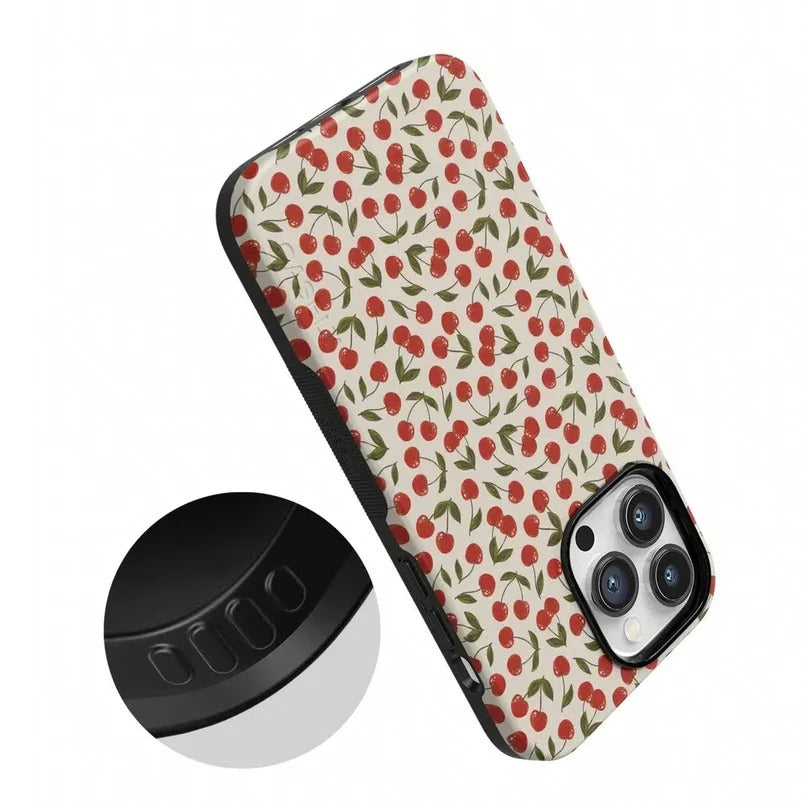 Casely iPhone Case | Cherry on Top | Red Cherries Case | Sleek Fruit Case Compatible with MagSafe