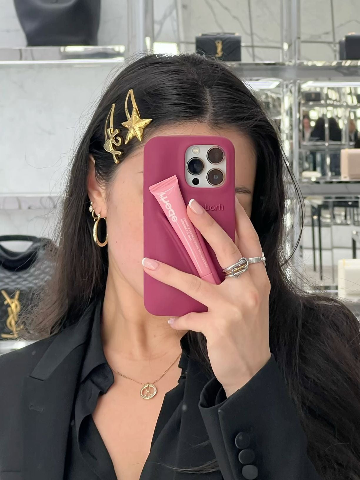 DIY Rhode Raspberry Soft Silicone Lipstick Phone Case For iPhone 16 15 14 13 12 11 Pro Max Plus Portable Lip Gloss Holder Ins Hot Cover