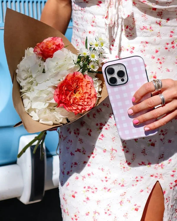 Casely iPhone Case | Pink Plaid | Sunday Best Case | Soft & Sweet Sunday Best Case Compatible with MagSafe