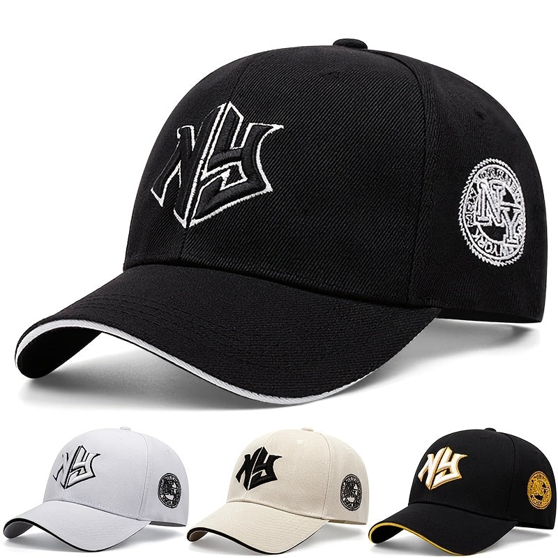 1pc, Unisex Embroidered Hip Hop Snapback Cap, Lightweight Woven Fabric Baseball Hat with Buckle Closure, All-Season Sun Visor for Men and Women, Hand Wash Only