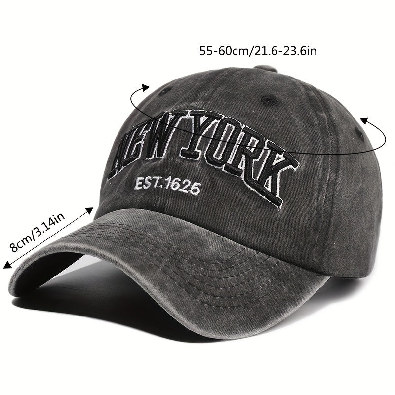 Letter Embroidery Washed Vintage Duckbill Cap New York Women's Baseball Cap Washed Duckbill Cap