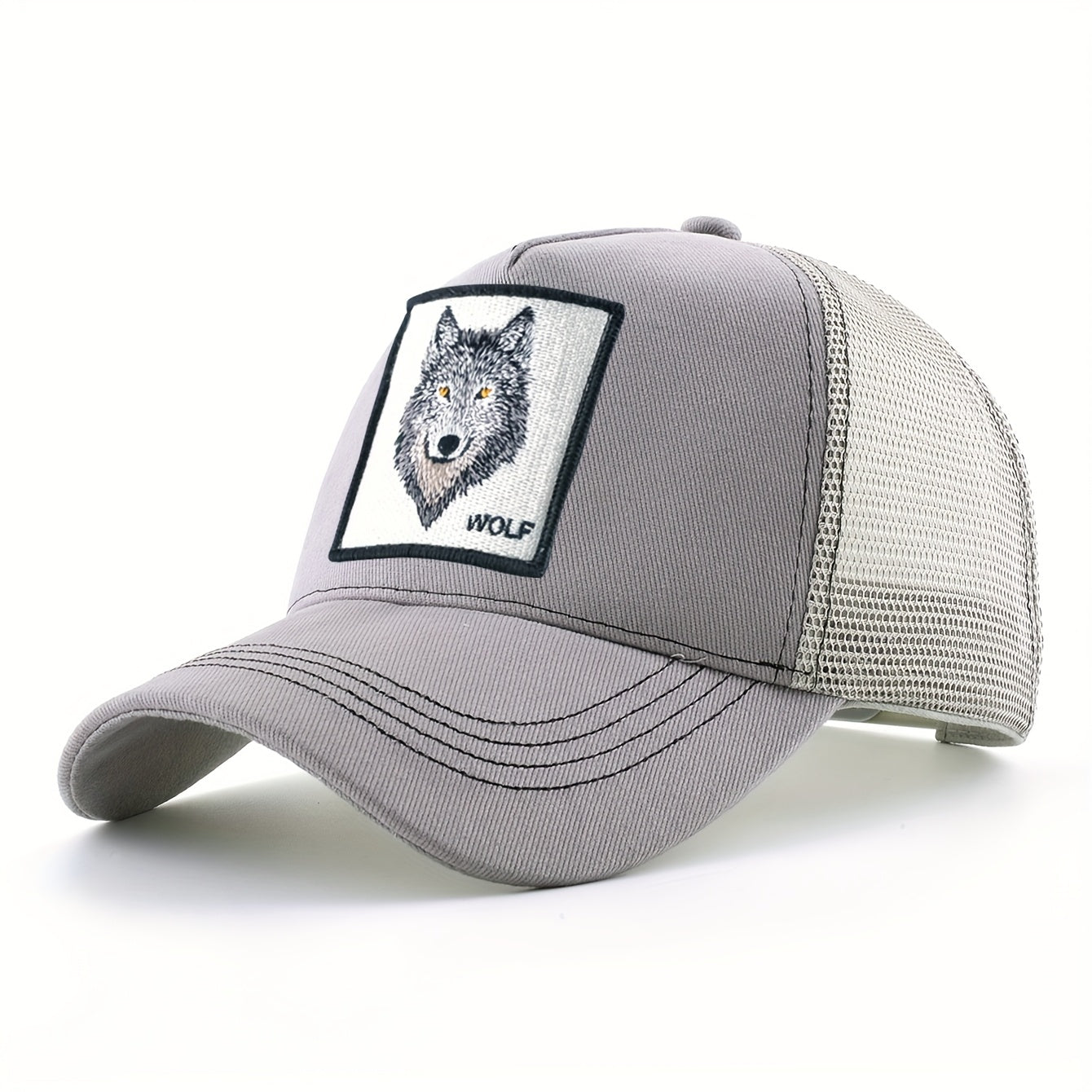 Men'S & Women'S Wolf Embroidery Snapback Trucker Hat - Breathable, Fitted, All-Season Outdoor Sports Cap with Adjustable Sizing, Outdoor Sports Cap|Adjustable Headgear|Snapback Closure