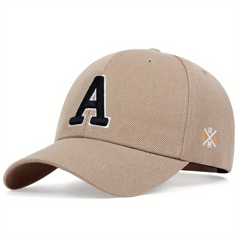 [Solid Color Embroidery Baseball Cap] Letter A Embroidery Baseball Cap Solid Color Simple Casual Sports Hat Sunscreen Dad Hats