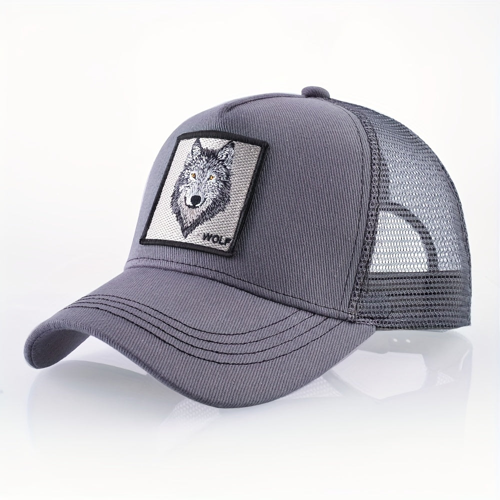 Men'S & Women'S Wolf Embroidery Snapback Trucker Hat - Breathable, Fitted, All-Season Outdoor Sports Cap with Adjustable Sizing, Outdoor Sports Cap|Adjustable Headgear|Snapback Closure