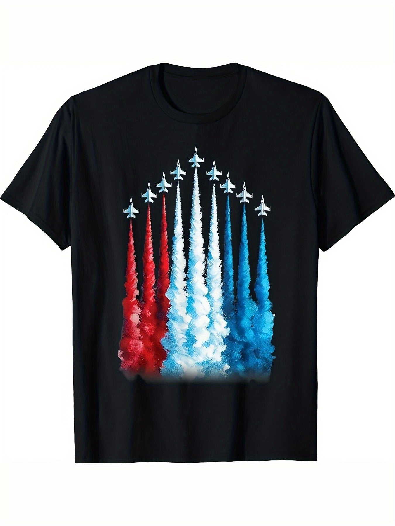 4th of July Patriotic Fighter Jets & American Flag Graphic T-Shirt - Red White Blue Military Design, 100% Cotton Unisex Tee for Men & Women, Comfort Fit S-XXXL, Independence Day Gift for Dad Friends, American Flag Accessories