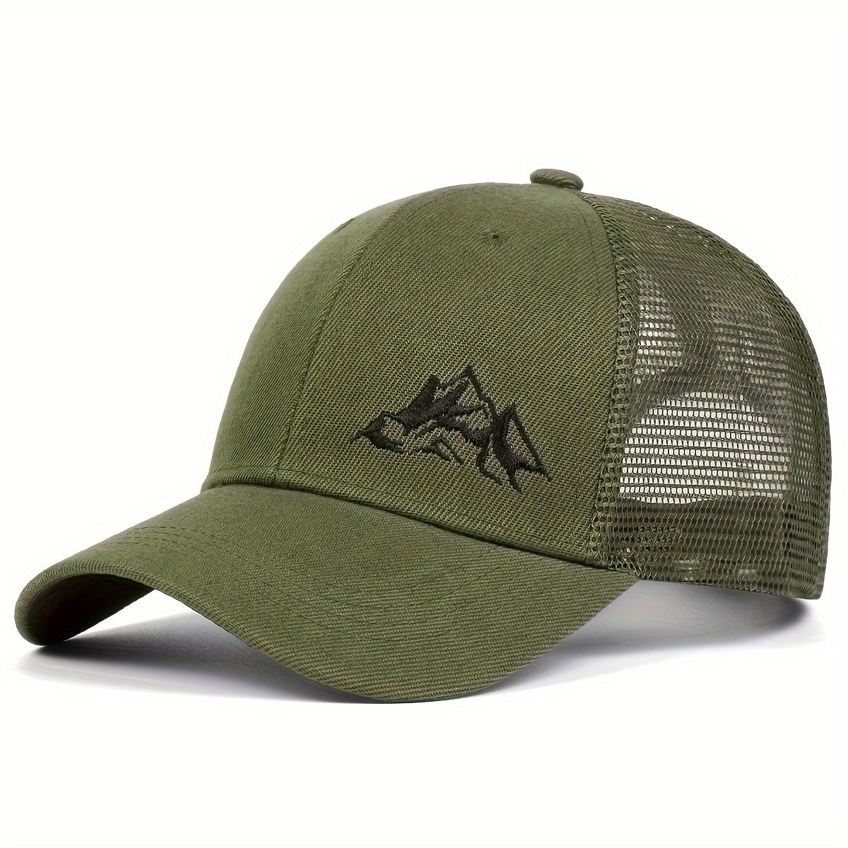 Vintage-Inspired Curved Brim Baseball Cap - Breathable Mesh Trucker Hat with Mountain Print, Adjustable Snapback Closure, Casual Leisure Wear for Outdoor Sports and Everyday Activities
