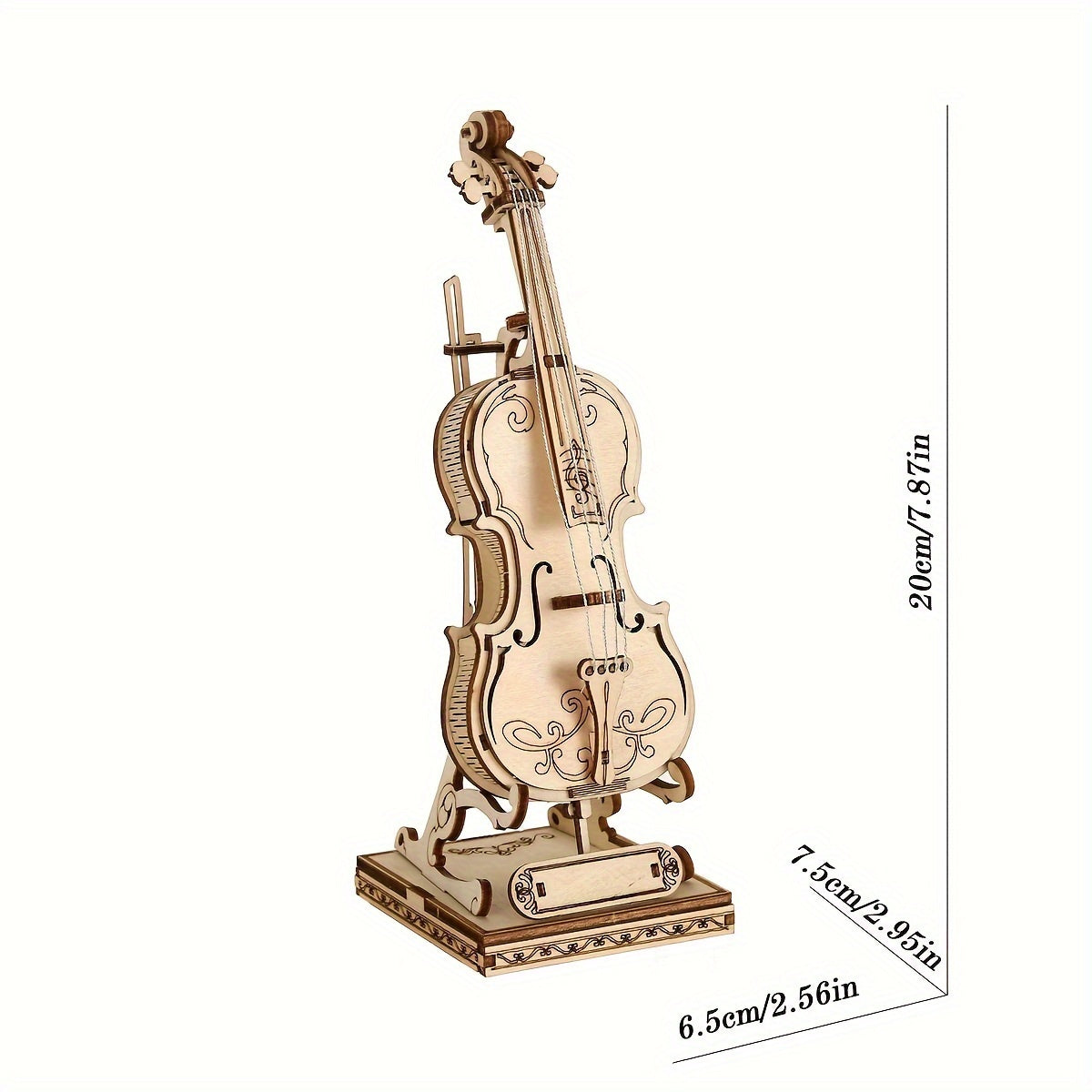 DIY Laser Cut 3D Wooden Violin Model - Assembly Puzzle Kit Brain Teaser Ornament
