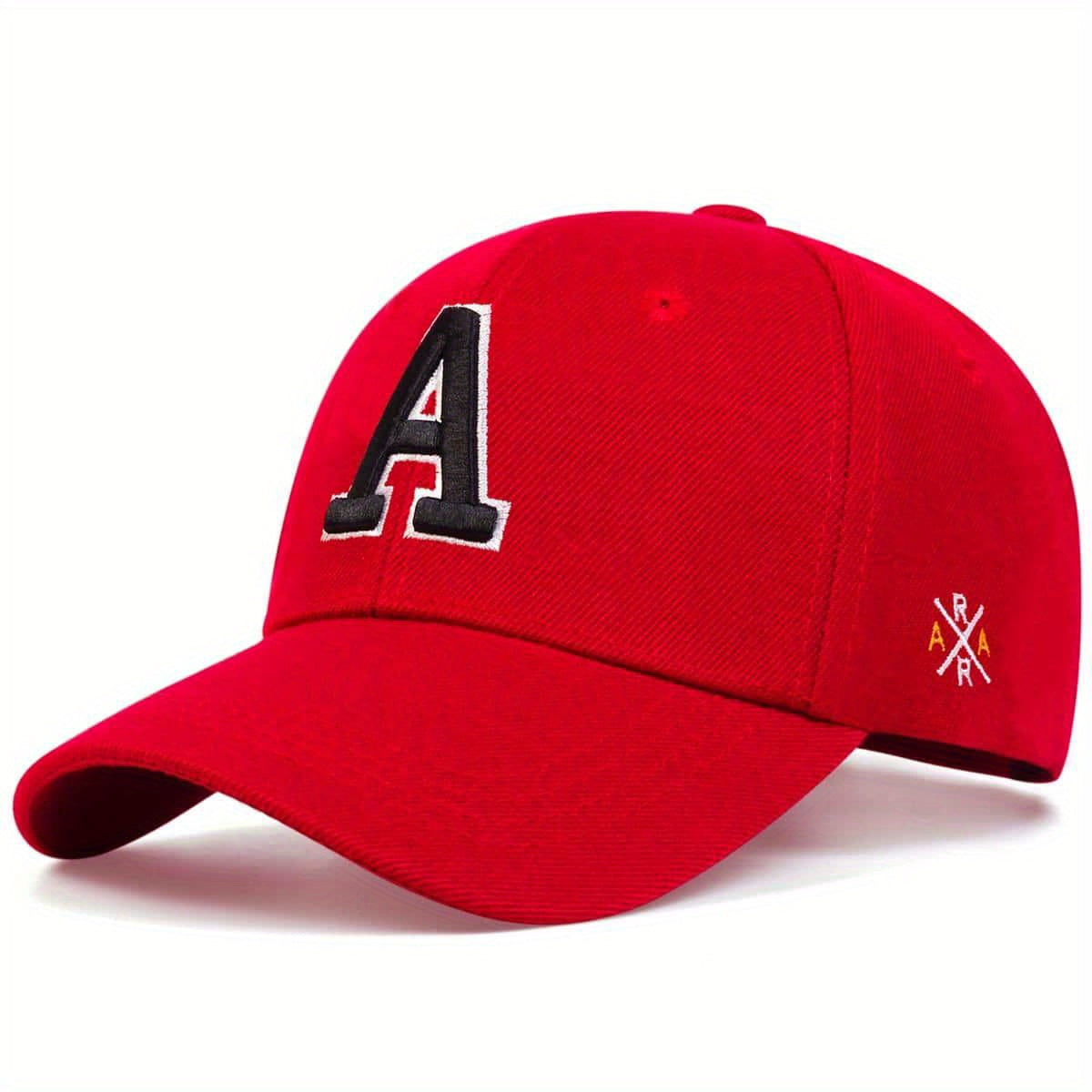 [Solid Color Embroidery Baseball Cap] Letter A Embroidery Baseball Cap Solid Color Simple Casual Sports Hat Sunscreen Dad Hats