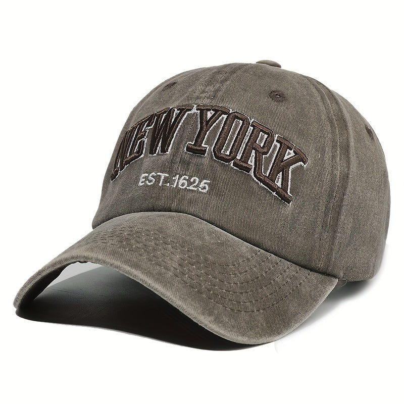 Letter Embroidery Washed Vintage Duckbill Cap New York Women's Baseball Cap Washed Duckbill Cap