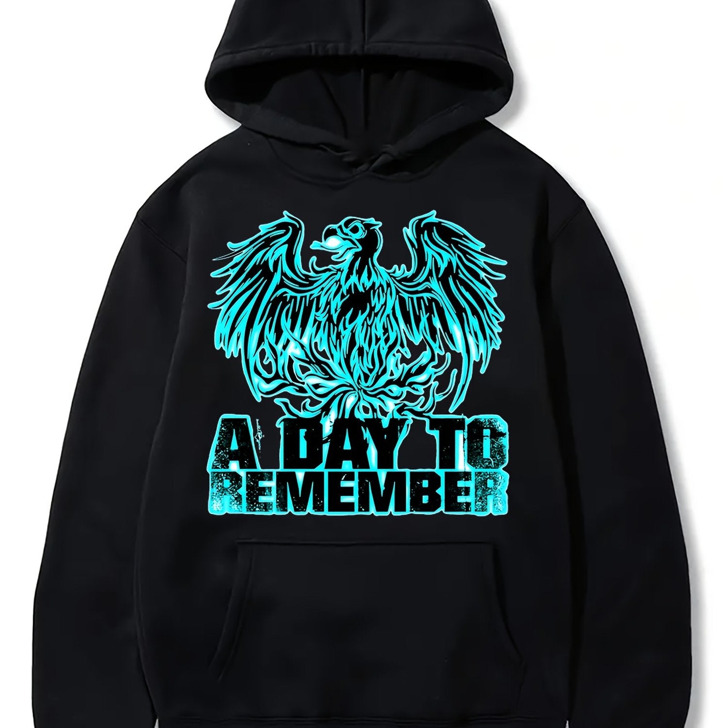 A Day To Remember Graphic Hoodie, Cotton Blend Casual Knit Fabric, Regular Fit, Hooded Sweatshirt with Slight Stretch, with Vibrant Print, for Black