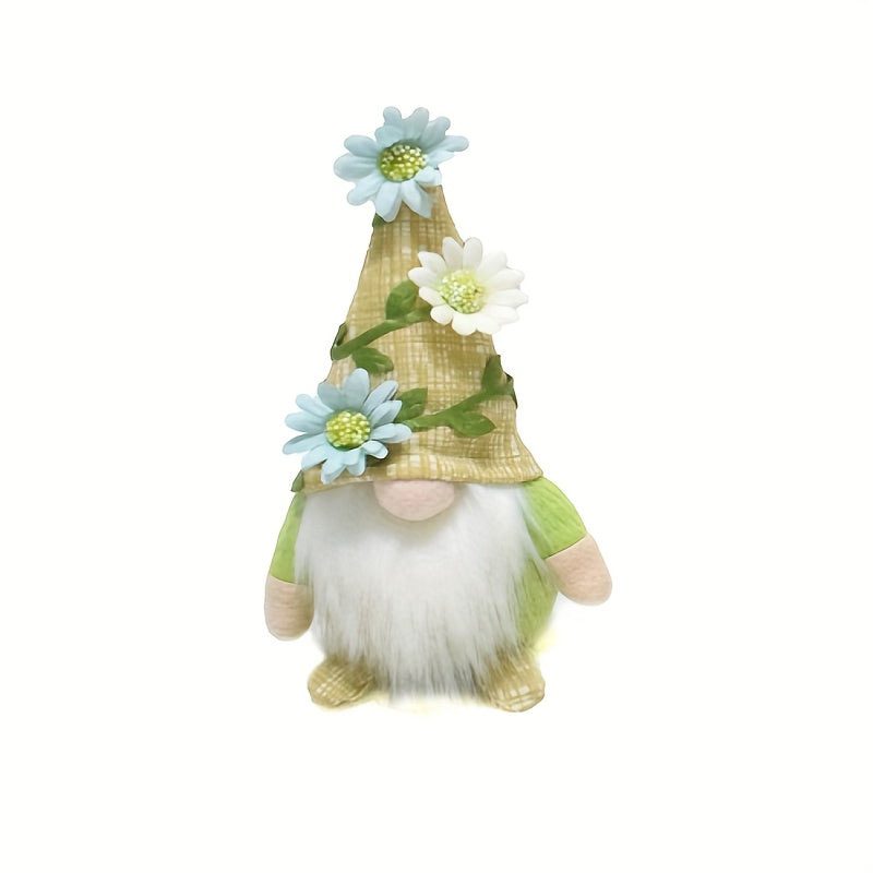 Gnome Fabric Ornament, Seasonal Decorative Dwarf Fabric Ornament With Flowers, Multi-purpose Holiday Decorations, Durable Material, No Electricity Required, Suitable For Christmas, Halloween, Easter, Thanksgiving, Valentine'S