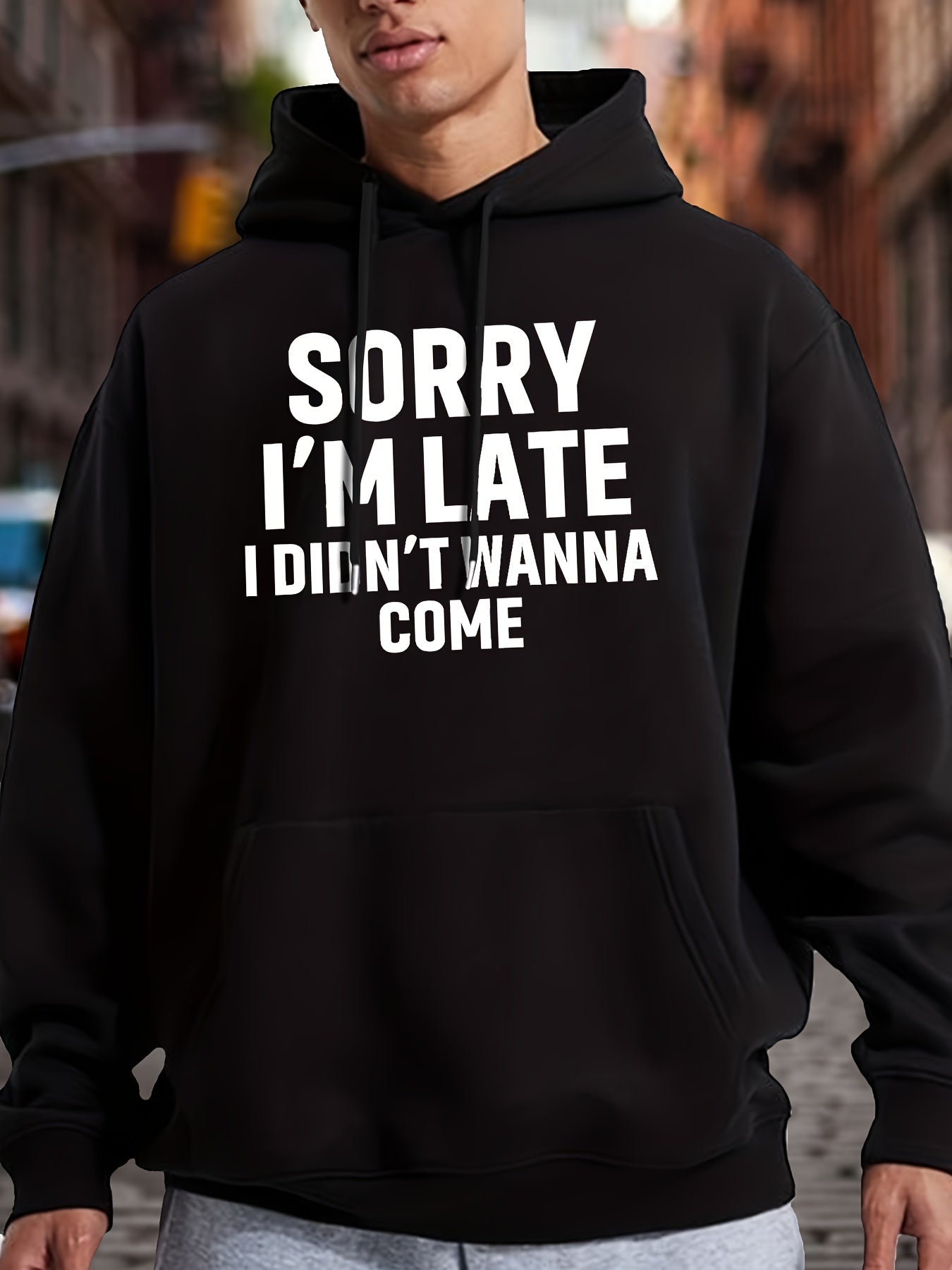 Kangaroo Pocket Hoodie - Funny Graphic Print Sweatshirt with Casual Long Sleeve Pullover Design, Perfect for Fall and Winter, Men's Clothing