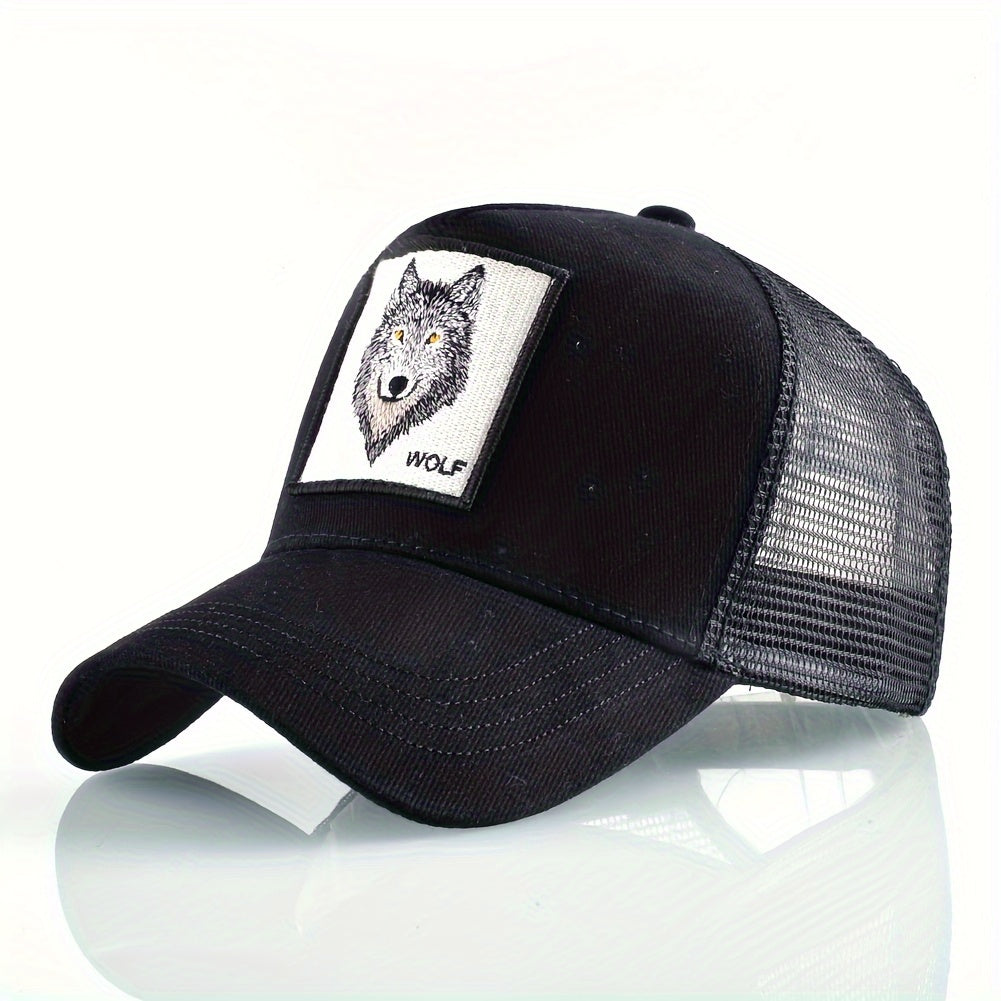 Men'S & Women'S Wolf Embroidery Snapback Trucker Hat - Breathable, Fitted, All-Season Outdoor Sports Cap with Adjustable Sizing, Outdoor Sports Cap|Adjustable Headgear|Snapback Closure