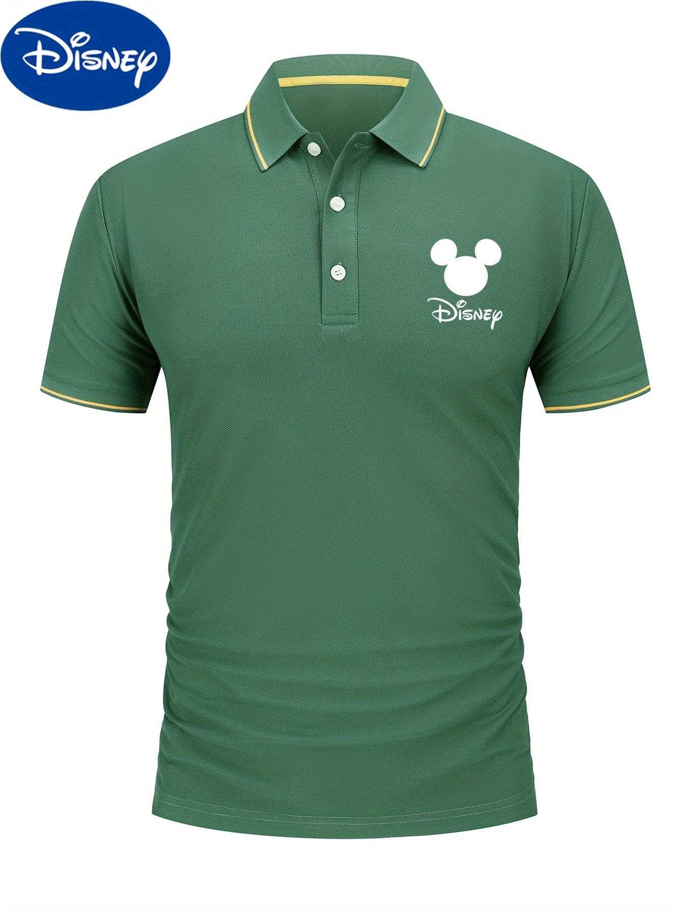 [Disney Genuine Authorized] Men's Classic Shirt One Disney Classic Shirt Cartoon Printing Advanced Business Casual, Short Sleeve Collar, Lightweight Polyester, Quick Drying and Breathable Golf Shirt, Packed in a Display Gift