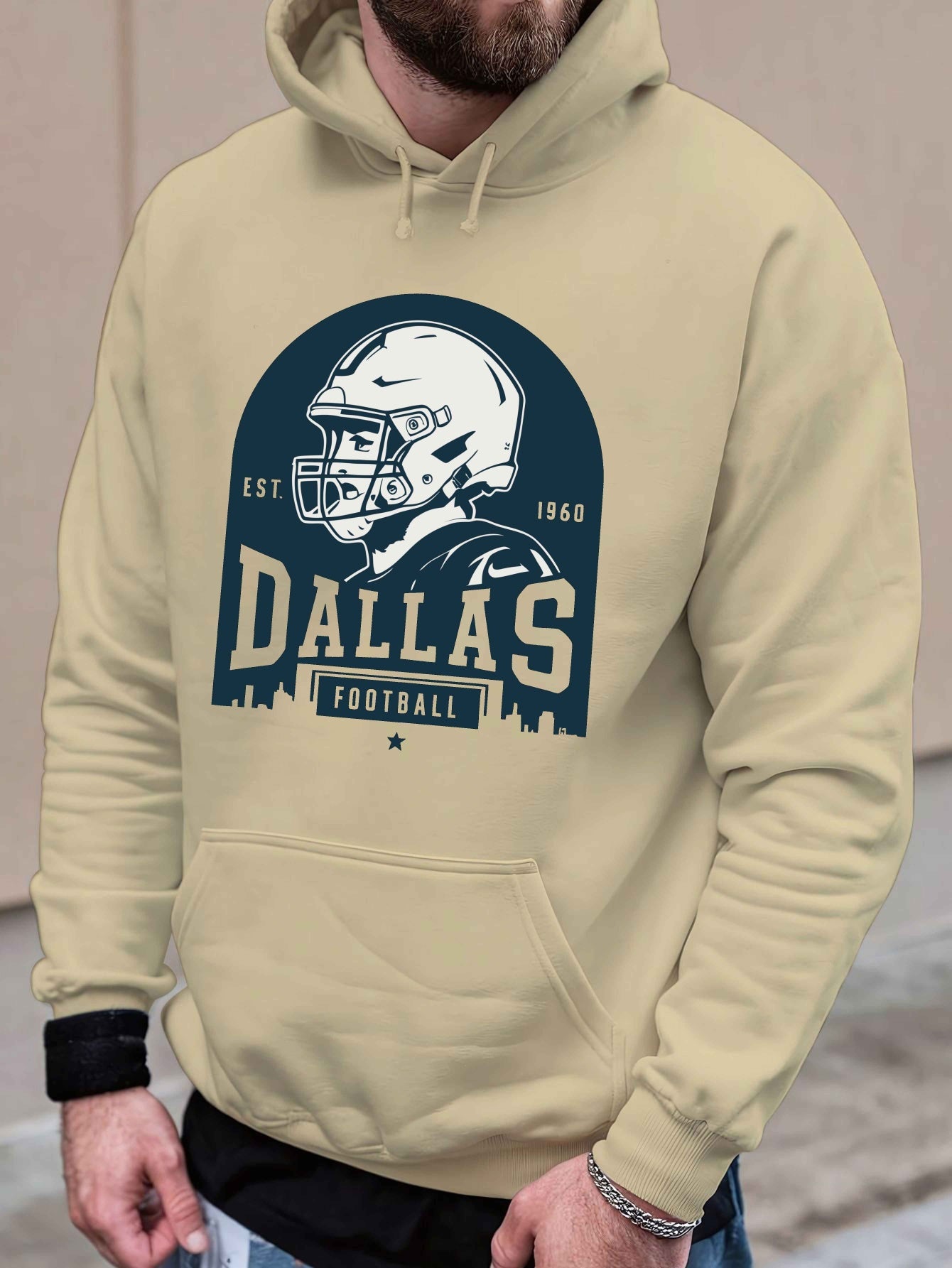 Football Dallas (Local) All Day Hoodie, Fashion Cotton Hoodie, Street Style Sweatshirt, Crew Neck Sweater, Super Soft, Breathable, Four Seasons Leisure Hoodie, Suitable for Daily Wear, Casual Outing