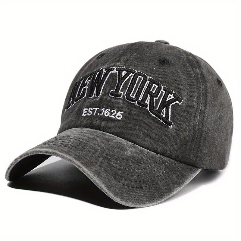 Letter Embroidery Washed Vintage Duckbill Cap New York Women's Baseball Cap Washed Duckbill Cap