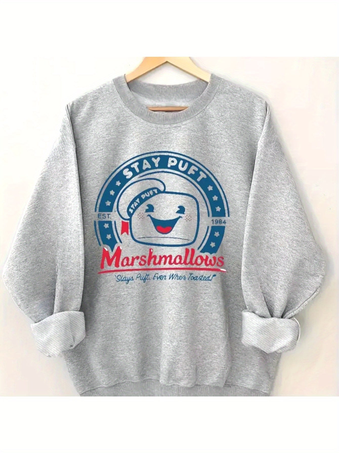 Women'S Casual Crew Neck Sweater, Graphic Print Long Sleeve Pullover for Autumn/ Winter, Knit Grey Sweatshirt