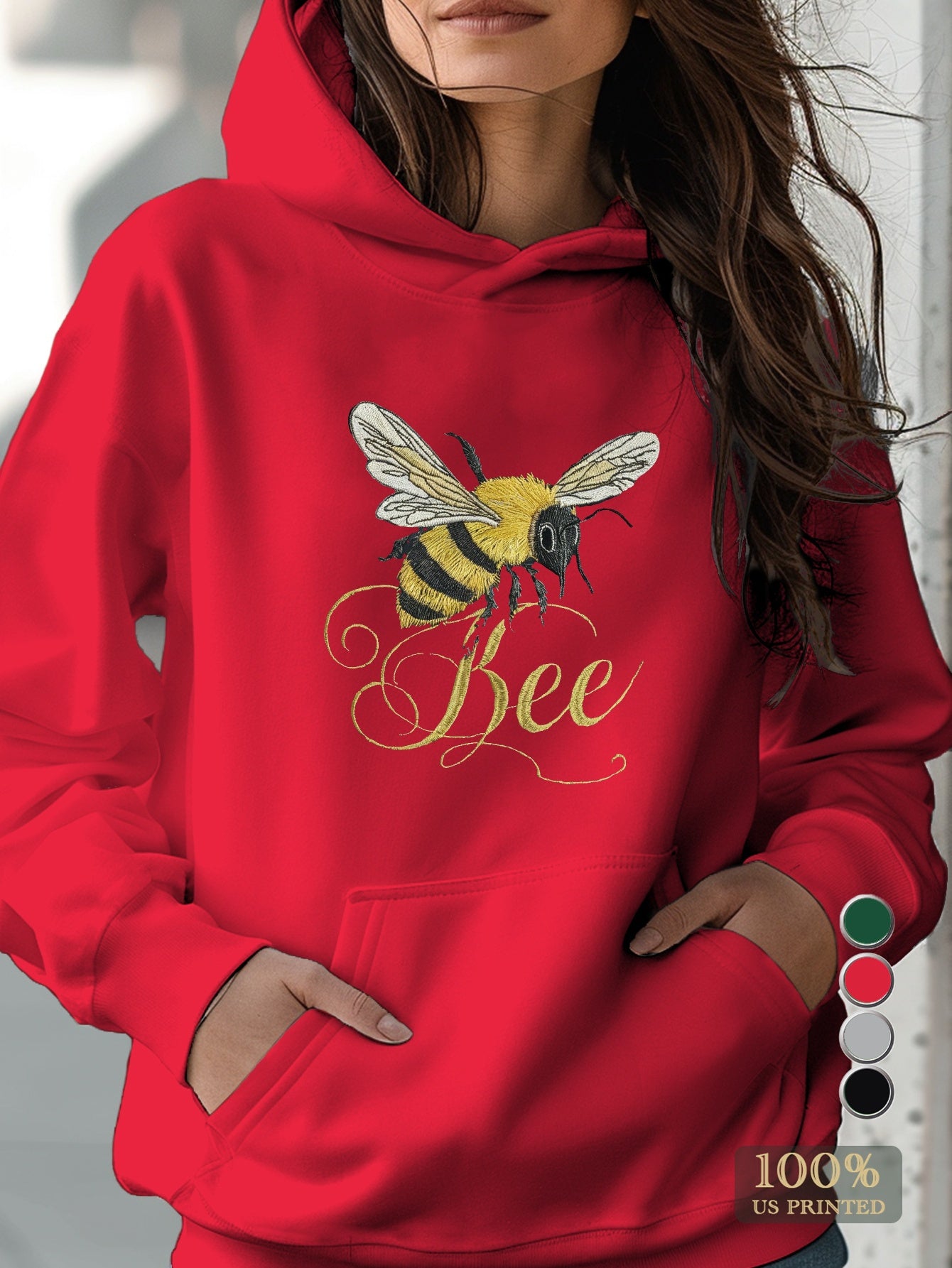 Teediy Beautifully Detailed Embroidered Bee Teediy Women'S Hoodies