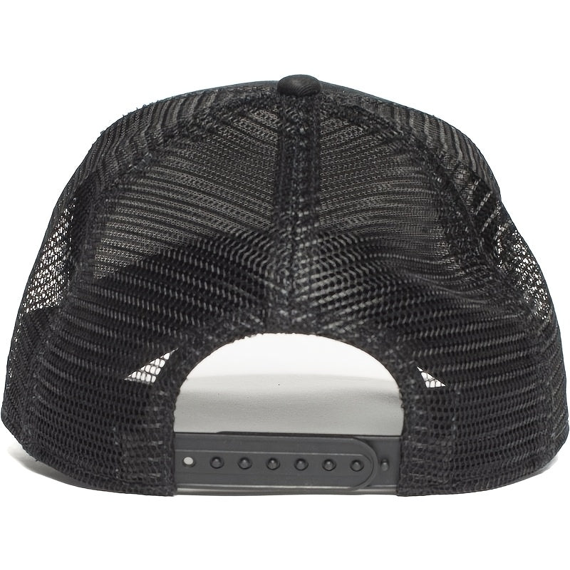 Los Angeles Embroidered Baseball Cap - Black Trucker Hat with Mesh Back, Lightweight & Adjustable for Outdoor Sports, Breathable Polyester, Casual Wear Hat|Sporty Baseball Cap|Adjustable Closure Cap, Baseball Hat