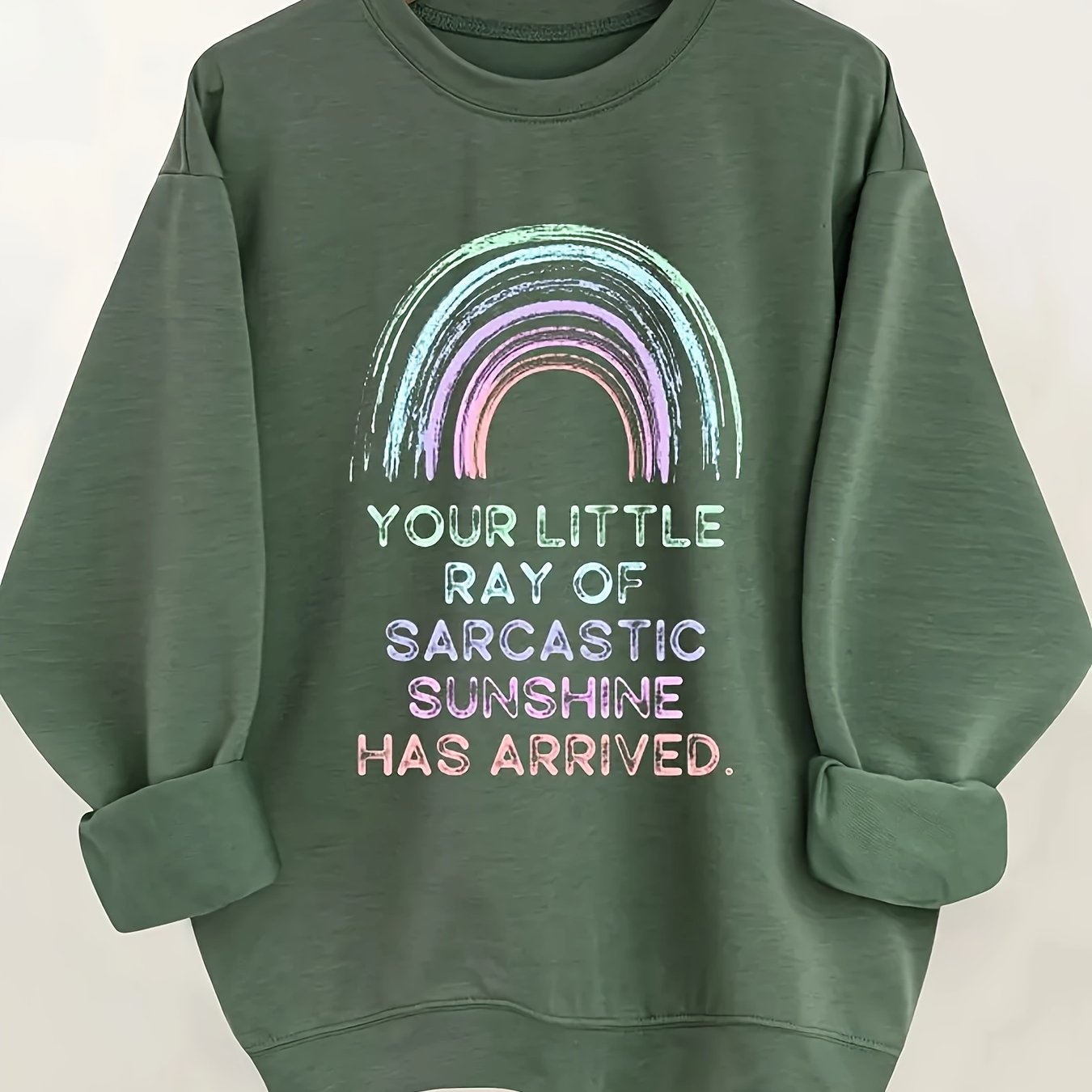 [Rainbow Graphic Sweatshirt] Cozy Rainbow Women's Graphic Sweatshirt | Casual Long Sleeve Crew Neck Pullover with 