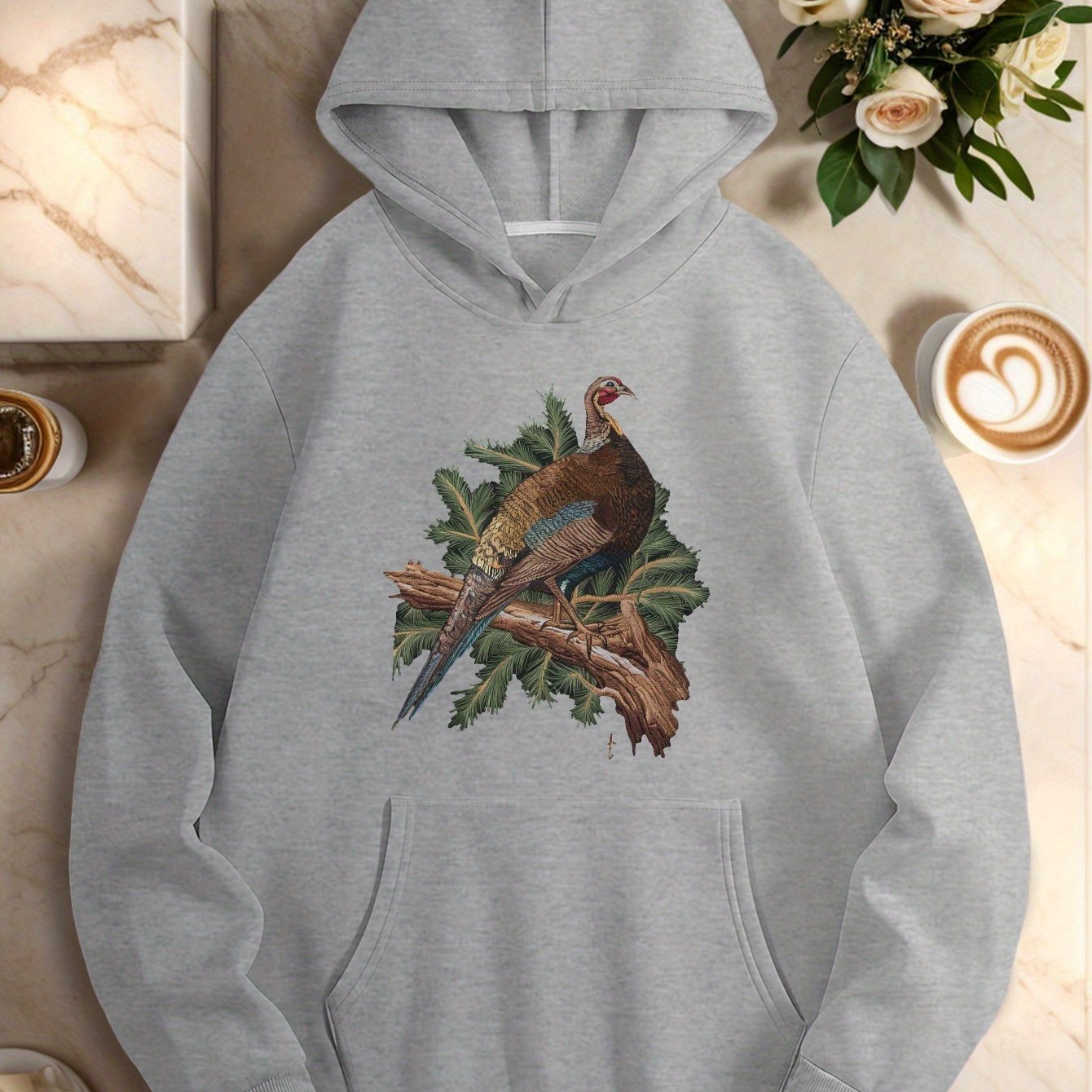 Teediy Embroidery Embroidered Pheasant on Branch Teediy Women'S Hoodies
