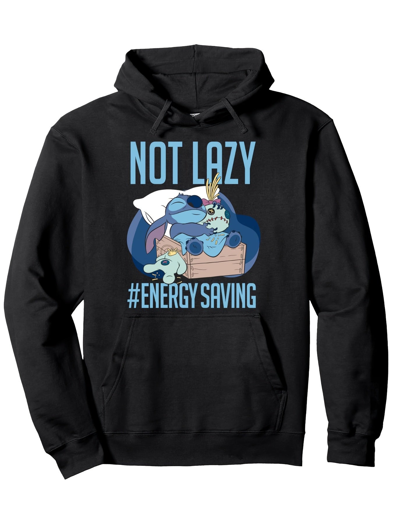 Disney Lillo and Stitch Unremitting Energy Hoodie Perfect Holiday Gift Birthday Gift for Friends and Family Beach Vacation Hoodie 260G 50% Cotton 50% Polyester Fiber