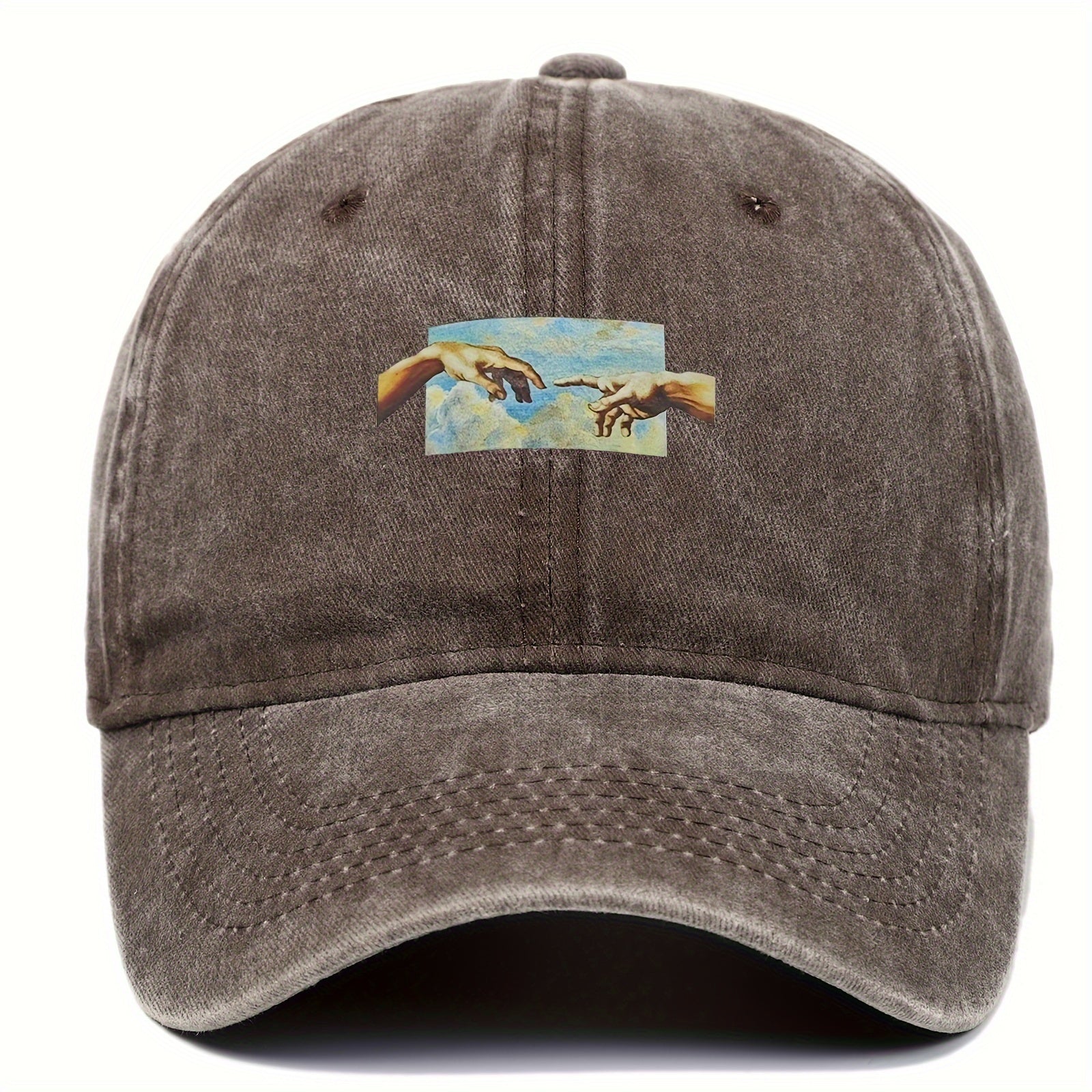 [Vintage Oil Painting Print Cap] Unisex Vintage Oil Painting Print Baseball Cap, Polyester Breathable Casual Embroidered Hat, Hand Washable, Flag Theme, Adjustable Fit