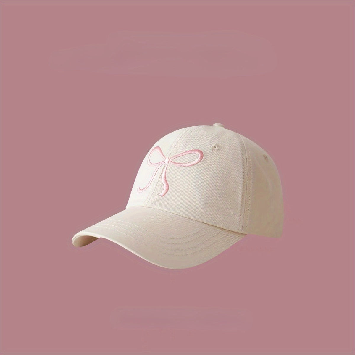 Monochrome Adjustable Bowknot Embroidered Baseball Cap - Cute Sweet Style Versatile Sunshade Peaked Dad Hats