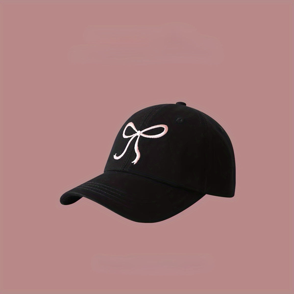 Monochrome Adjustable Bowknot Embroidered Baseball Cap - Cute Sweet Style Versatile Sunshade Peaked Dad Hats