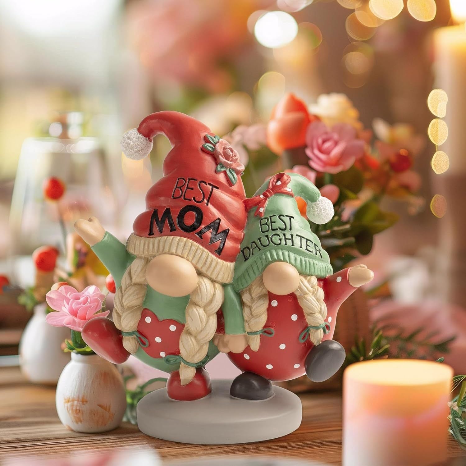 from Daughter, Resin Gnome Small Figurines Decor Table Centerpiece Tiered Tray Office Indoor Home Decorations Best Mom Birthday Gift