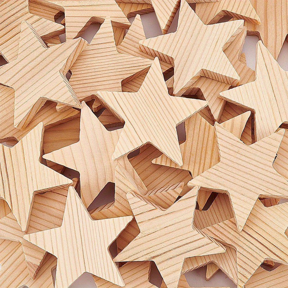 Blank Wooden Star Slices, Wooden Cutouts Ornaments, For Drawing Art Craft, Christmas And Wedding Decoration