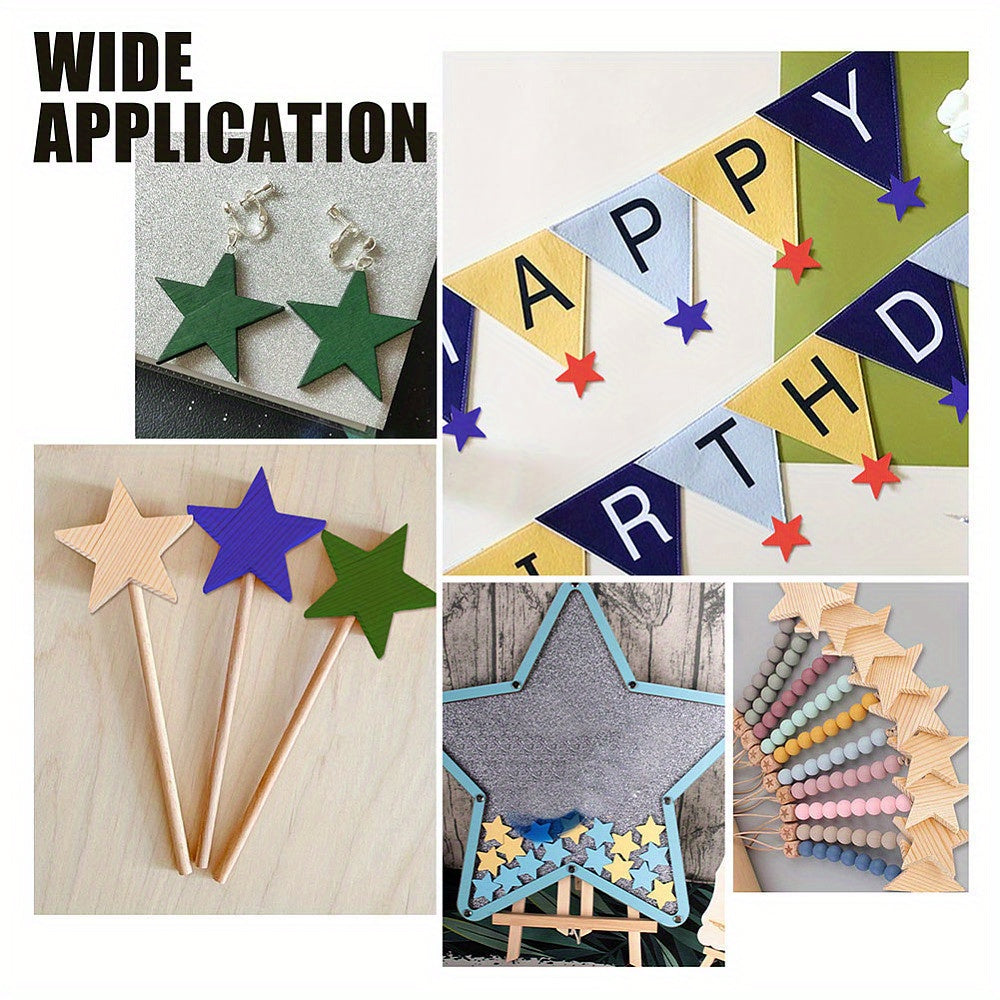 Blank Wooden Star Slices, Wooden Cutouts Ornaments, For Drawing Art Craft, Christmas And Wedding Decoration