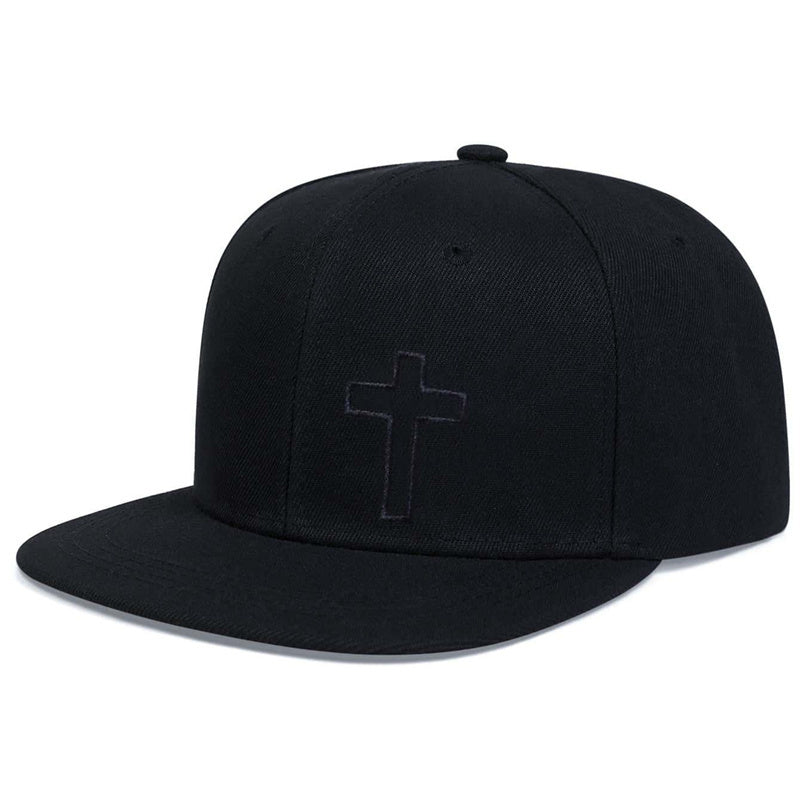 Men Cross Embroidered Hip Hop Hat Outdoor Adjustable Sunscreen Leisure Hat Spring Summer Travel Tourism Beach Vacation