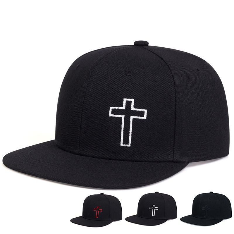 Men Cross Embroidered Hip Hop Hat Outdoor Adjustable Sunscreen Leisure Hat Spring Summer Travel Tourism Beach Vacation
