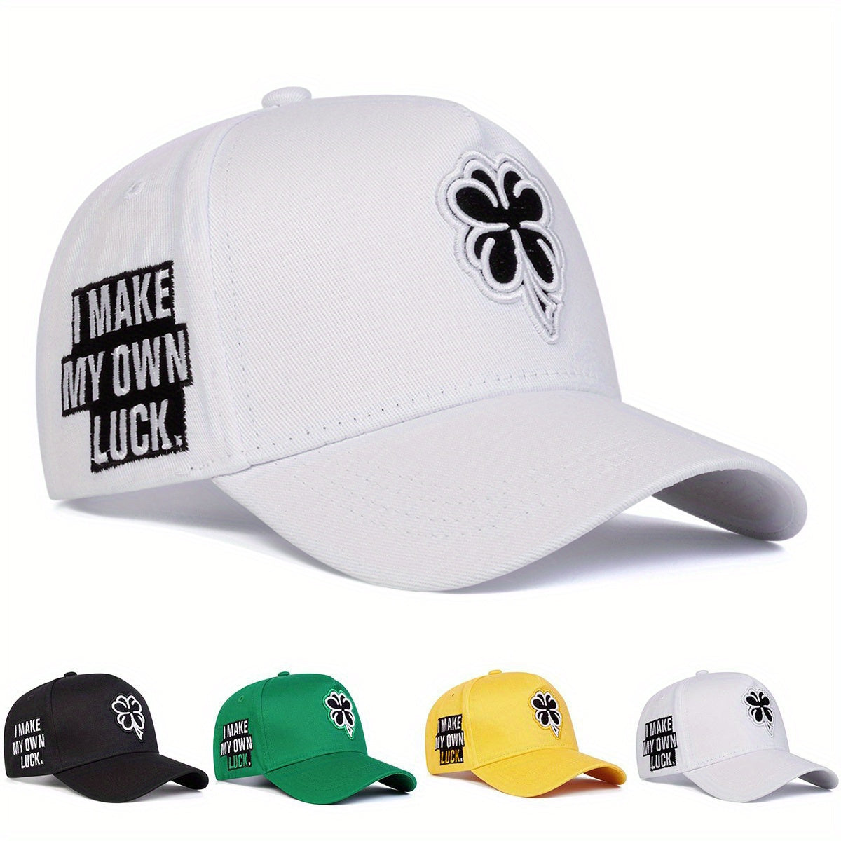 Women Four-leaf Clover Side Letter Embroidered Baseball Cap Outdoor Sport Adjustable Sunscreen Leisure Hat Spring Autumn Travel Tourism Beach