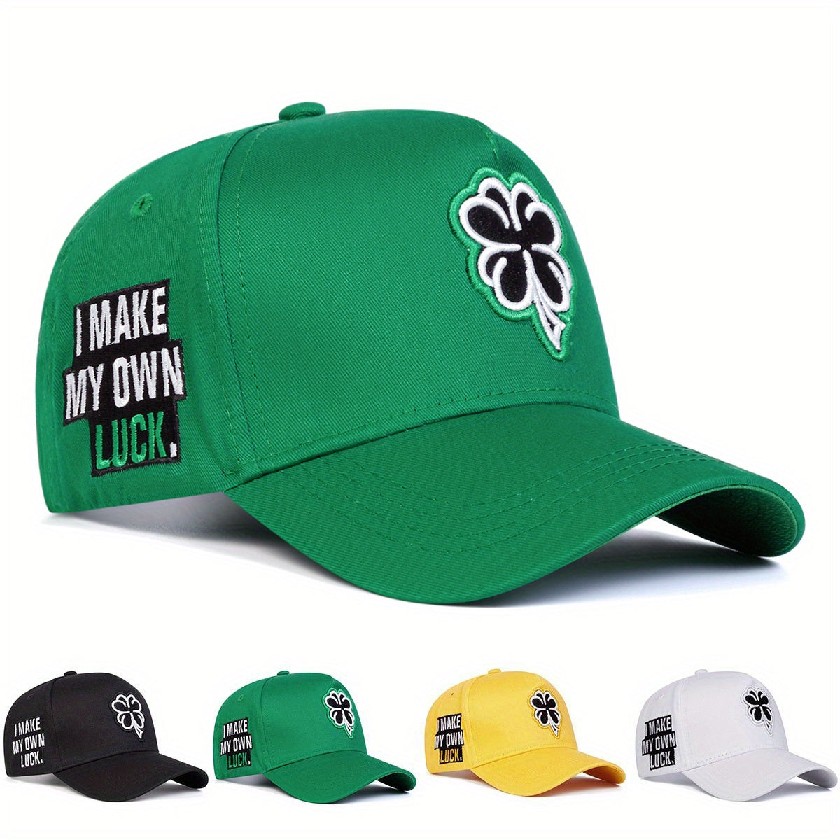 Four-leaf Clover Side Letter Embroidered Baseball Cap For Men, Outdoor Adjustable Sunscreen Leisure Hat For Spring Autumn Travel Tourism Beach