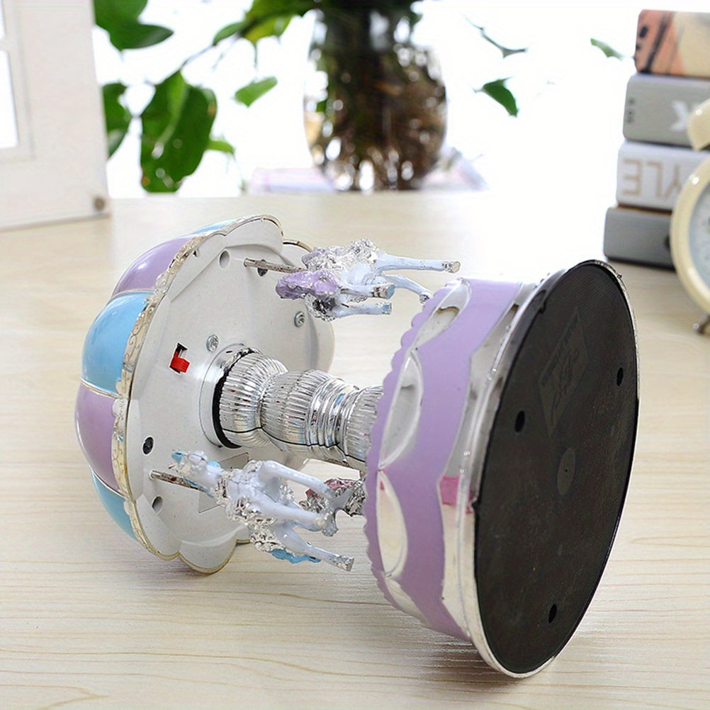 Enchanting Pink & Purple Carousel Music Box with LED Lights - 3 Rotating Horses, Elegant Dome Design, Perfect for Home Decor, Romantic Gifts for Her, Weddings, Birthdays, Valentine's Day - ABS Material, Smooth Lines, Indoor/O