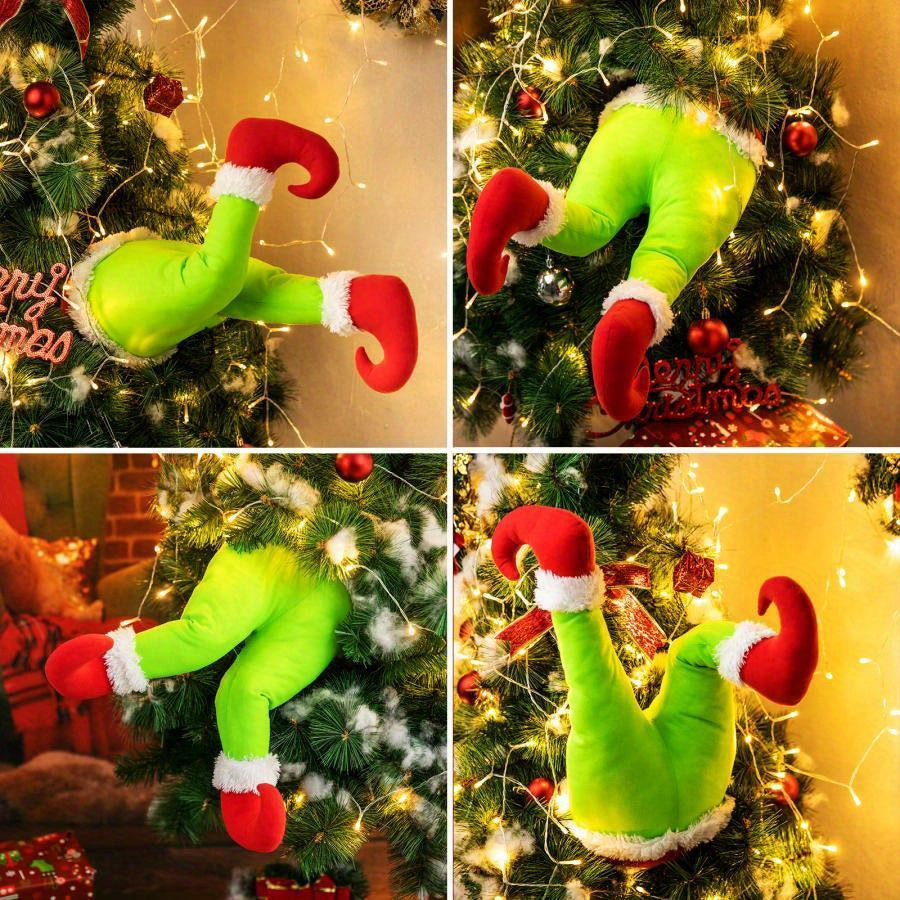 Christmas Elf Legs Ornament - Green Stuffed Thief Legs for Wreath Indoor Christmas Decorations