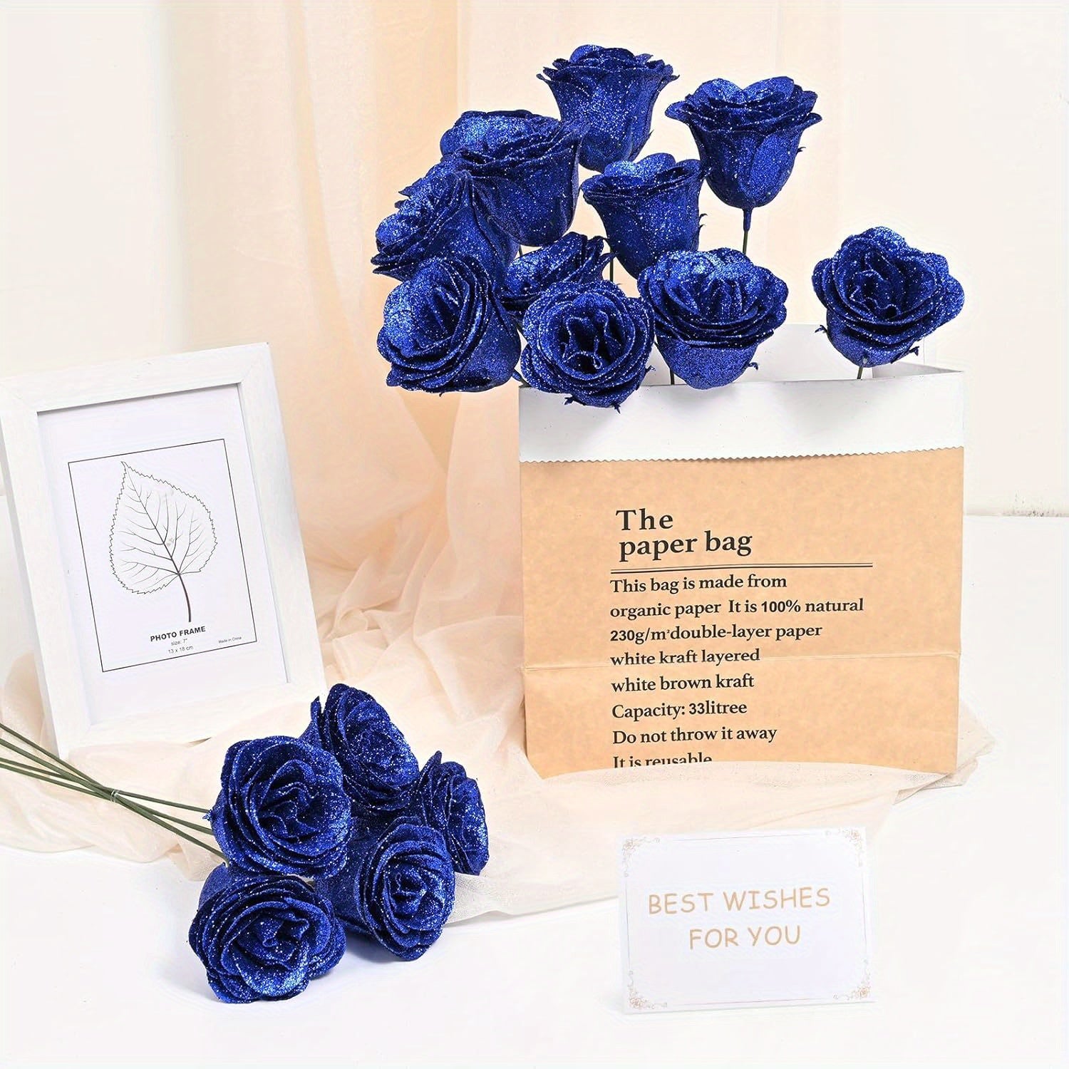 [Luxurious Eternal Rose] 24/36pcs Luxurious Eternal Rose Bouquet with Pearl Accents - Artificial Roses in Red, Blue/Purple for Weddings, Anniversaries, Holiday Decor, and Special Occasions